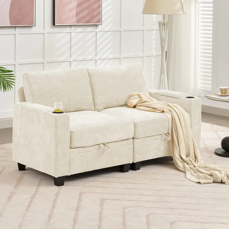 Versatile Chenille Storage Loveseat Sofa