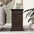 Retro-Inspired Living Room Side Table with USB Ports, Multifunctional Drawer, and Cup Holders