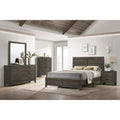 Contemporary Dark Brown Queen Size Bed with Wood Platform Frame