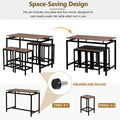 Contemporary 5-Piece Space-Saving Bar Table Set with Table and Stools