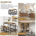 Contemporary 5-Piece Space-Saving Bar Table Set with Table and Stools