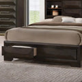 Furniture of America Zuloey Transitional Espresso Wood Platform Bed with Bookcase Headboard and Storage Drawers