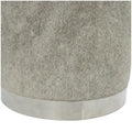 Gray Leather Patchwork Living Room Stool with Silver Metal Base - Roche River Decor