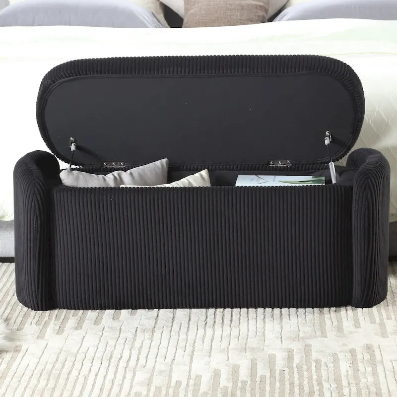 Upholstered Fabric Storage Ottoman for Entryway