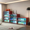 LED-Illuminated Glass Door Shoe Storage Cabinet for Sneakers