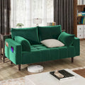 Moasis 56-Inch Velvet Tufted Loveseat Sofa with Button-Detail Seat and Convenient Side Storage Pocket