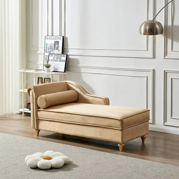 Contemporary Velvet Chaise Lounge Chair with Storage