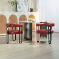 Set of 2 Contemporary PU Fabric Upholstered Barrel Accent Chairs - Stylish Dining and Living Room Armchairs