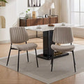 Set of 2 Retro Linen Dining Chairs with Bentwood Backs and Metal Legs