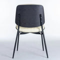 Set of 2 Retro Linen Dining Chairs with Bentwood Backs and Metal Legs