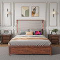 King Size Upholstered Bed Frame with Integrated Charging Station