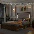 King Size Upholstered Bed Frame with Integrated Charging Station