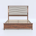 King Size Upholstered Bed Frame with Integrated Charging Station
